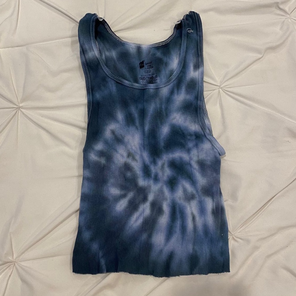 Hand-Dyed Dark Grey Tie Dye Cropped Tank Top